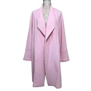 Tahari Pink Wool Blend Open Front Mid-Length Coat Collared Pockets Women's L